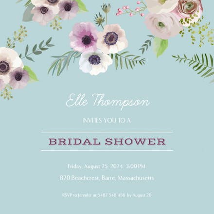 Roses on Rose - Bridal Shower Invitation Template (Free) | Greetings Island