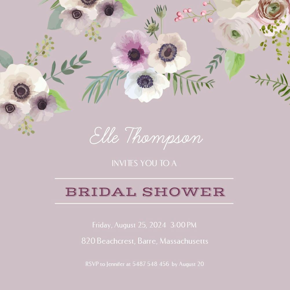 Floral overlook - bridal shower invitation