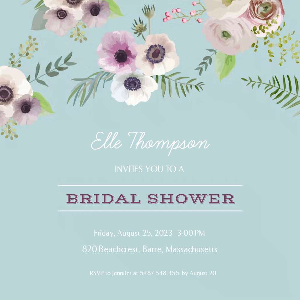 Tropical Flowers - Bridal Shower Invitation Template (free) 