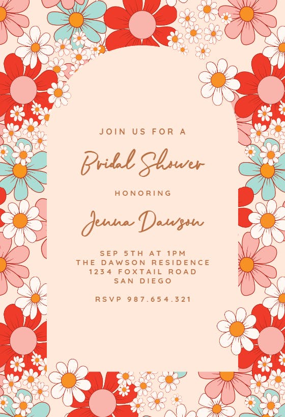 Floral party - bridal shower invitation