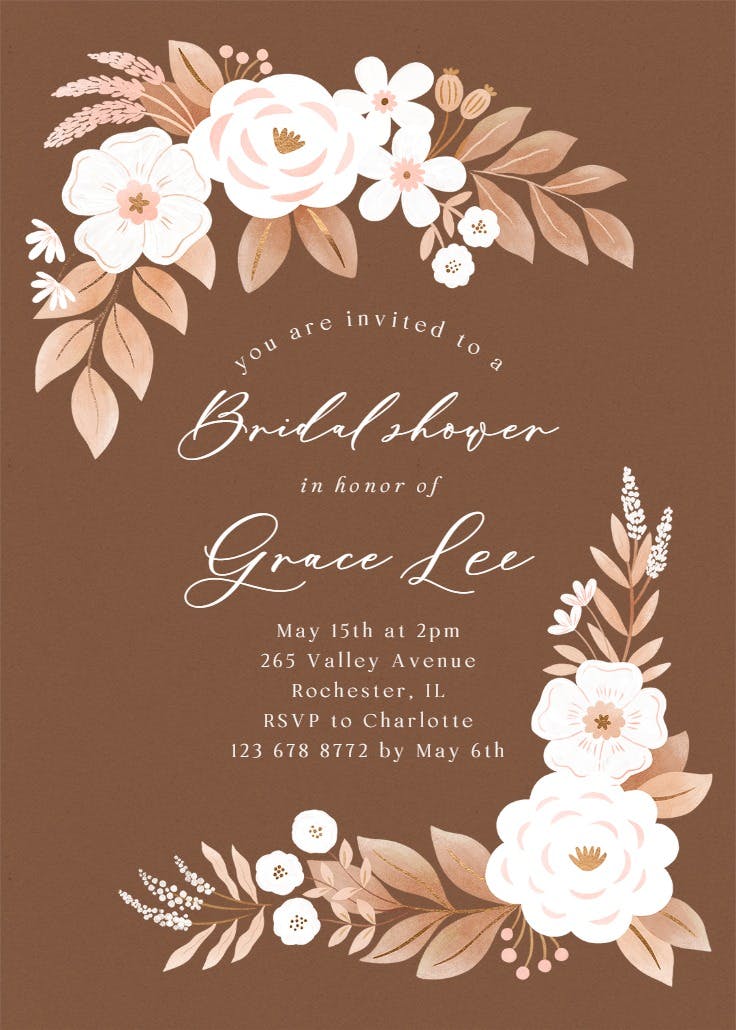 Floral peonies - invitation