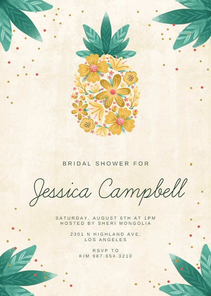 Floral pineapple - invitación para bridal shower