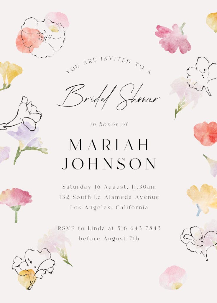 Floral stamps - bridal shower invitation