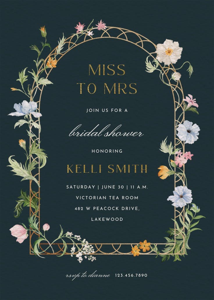 Florals climbing - bridal shower invitation