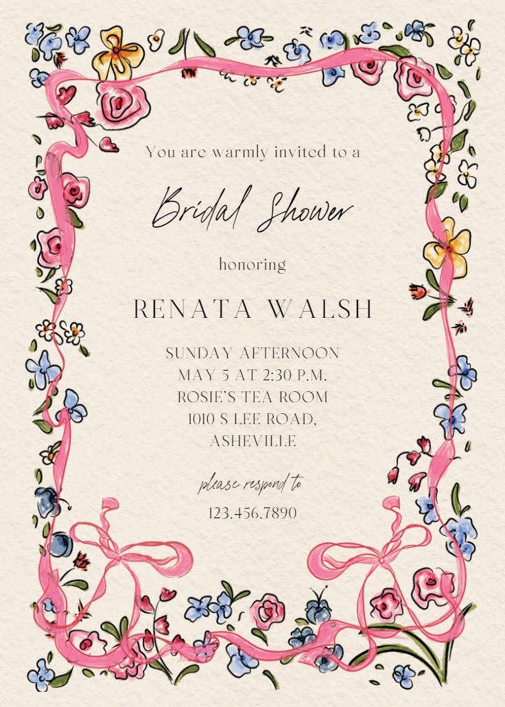 Flourished love - bridal shower invitation