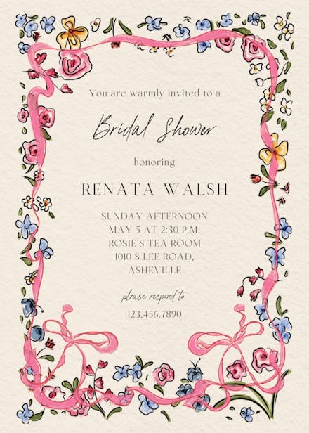 Flourished love - bridal shower invitation