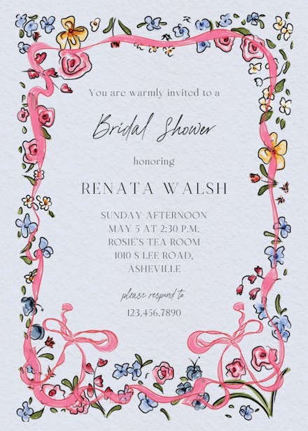 Flourished love - bridal shower invitation