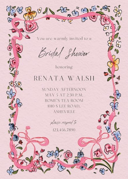 Flourished love - bridal shower invitation