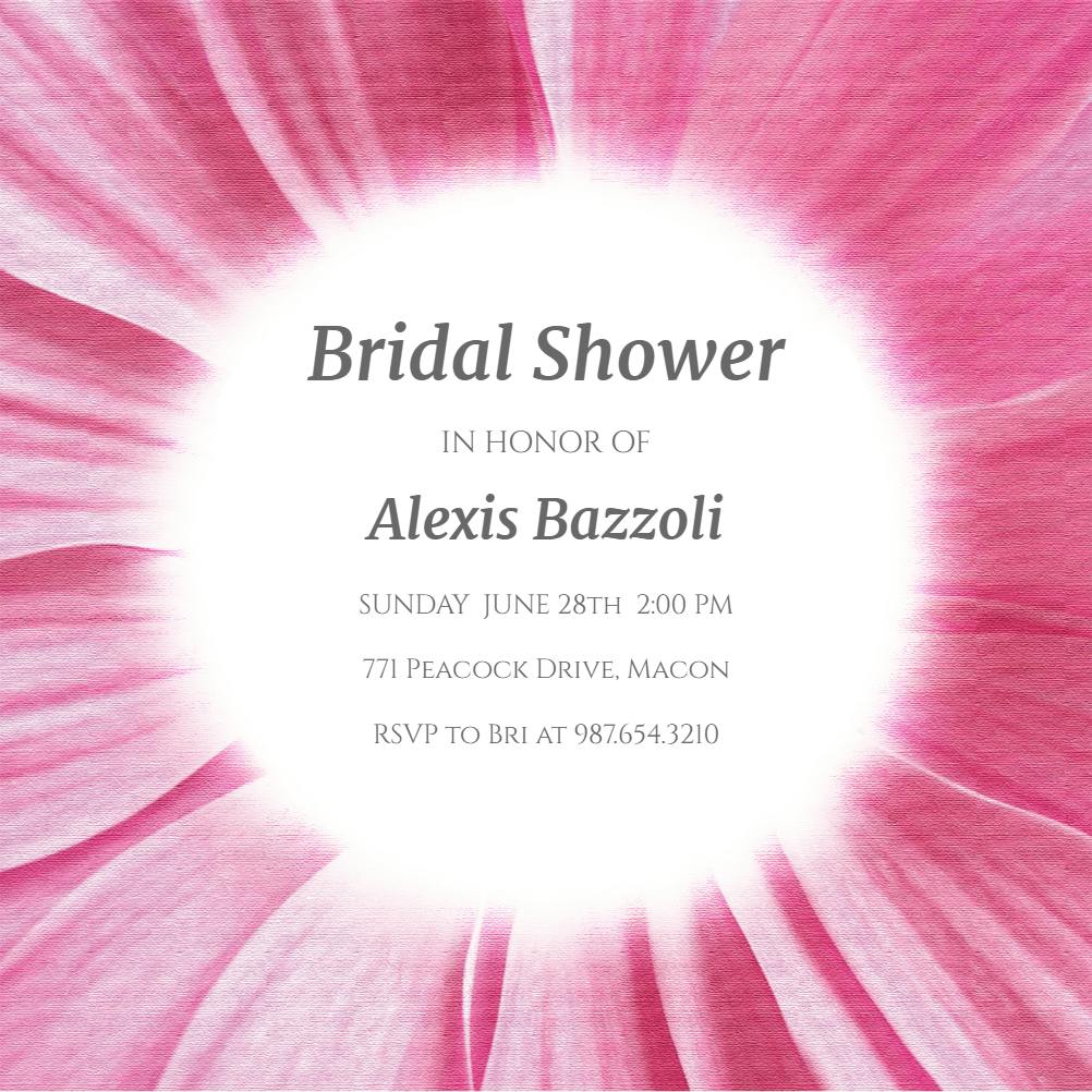 Flower close up - bridal shower invitation