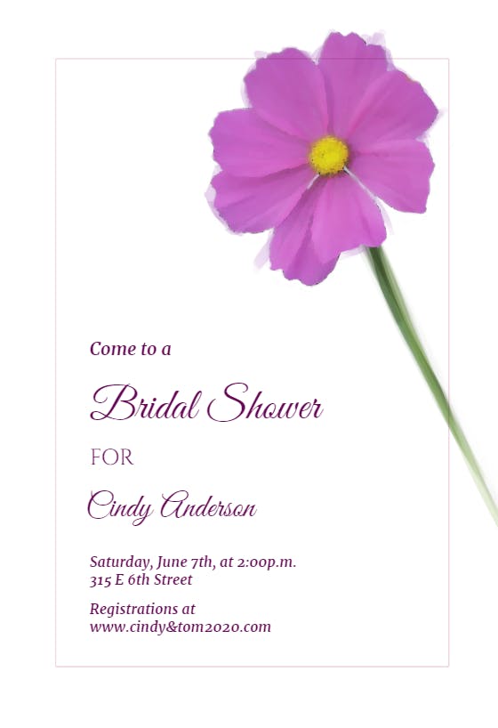 Flower invitation -  invitación para bridal shower