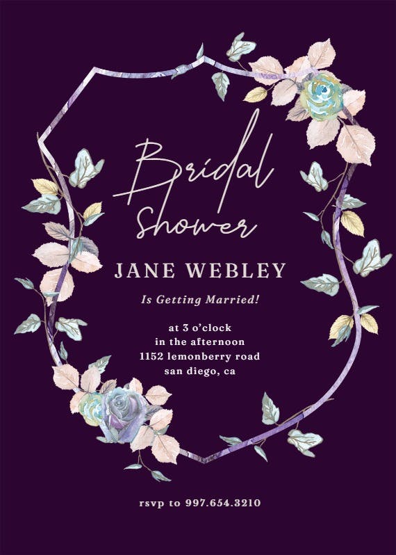Flower shield - bridal shower invitation