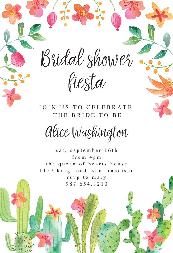 Bridal Shower Succulent Invitation Printable Fiesta Bridal Shower Party Invites Blush Pink Green Floral Cactus Invite Editable Download