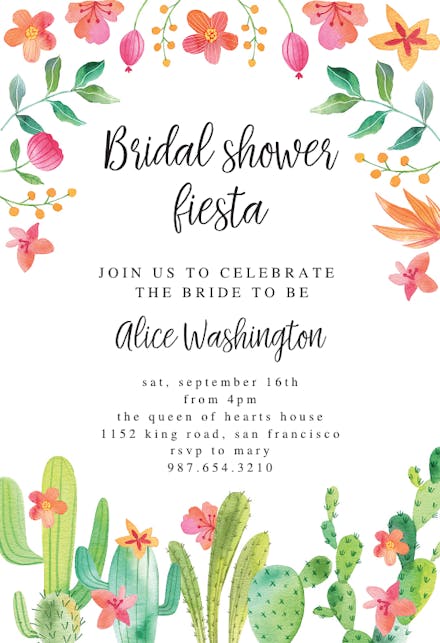 Flowerly fiesta - bridal shower invitation