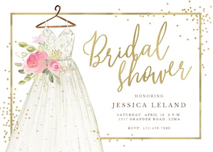 Flowers & dress - bridal shower invitation