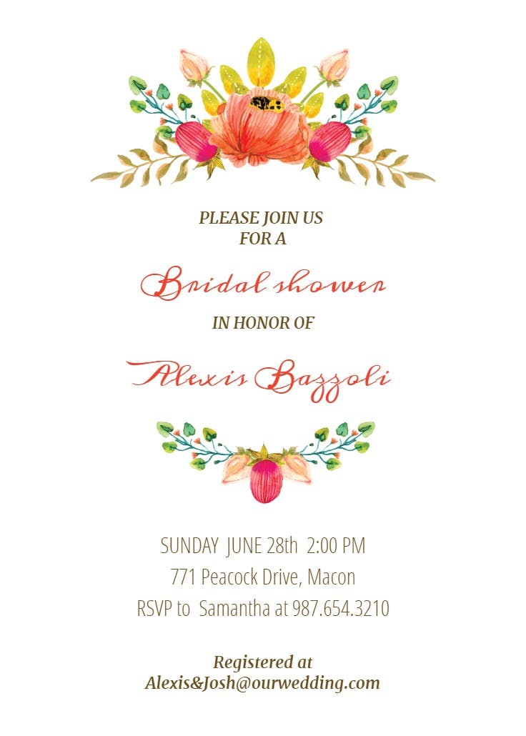 Flowers crown - bridal shower invitation