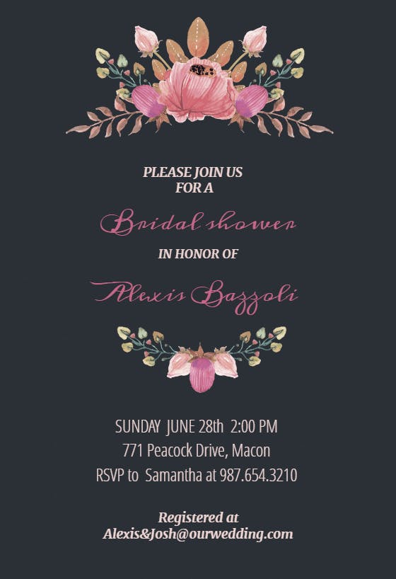 Flowers crown -  invitación para bridal shower