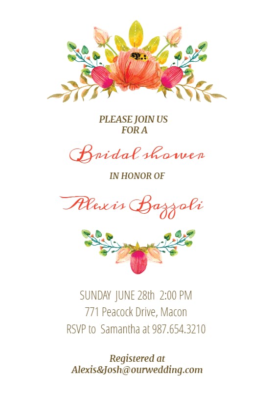 Flowers crown - bridal shower invitation