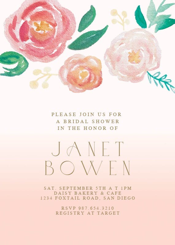 Flowers on canvas -  invitación para bridal shower