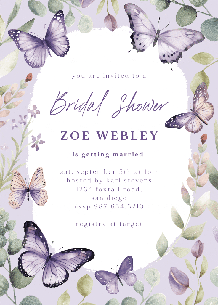 Flutter by - invitación para bridal shower