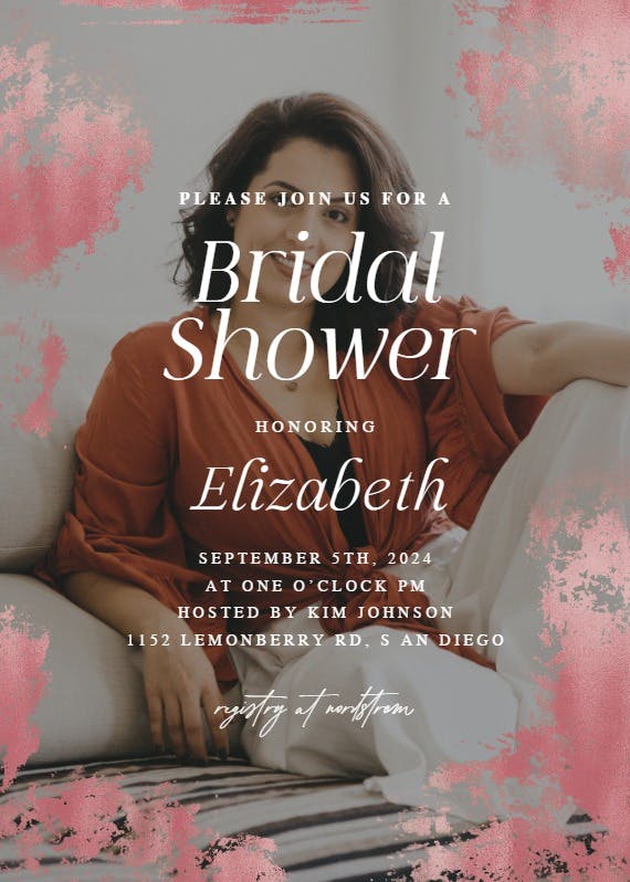Foiled photo - bridal shower invitation