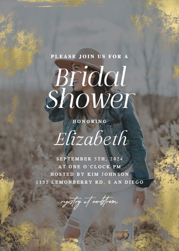 Foiled photo -  invitación para bridal shower