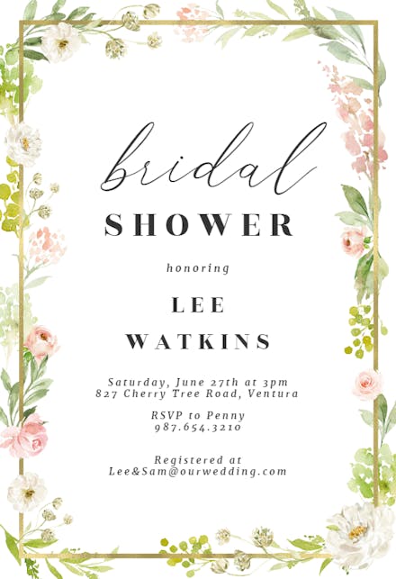 Frame And Floral - Bridal Shower Invitation Template | Greetings Island