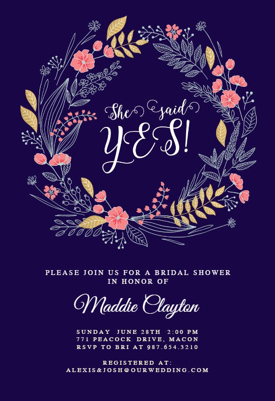 Friendship wreath -  invitación para bridal shower