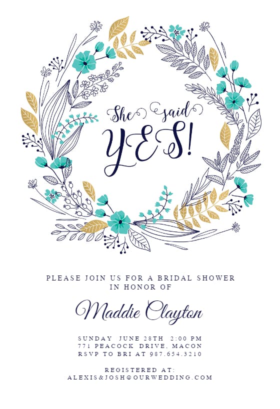 Friendship wreath - bridal shower invitation