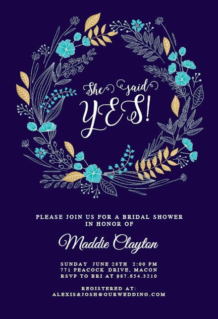 Friendship wreath - bridal shower invitation