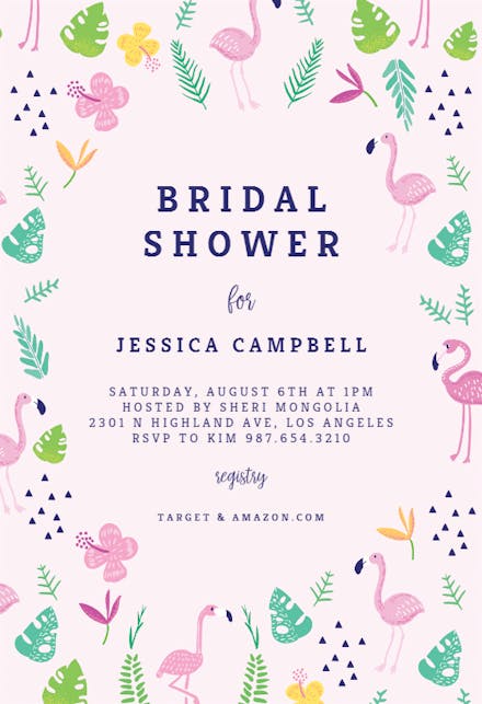 Fun flamingo - bridal shower invitation