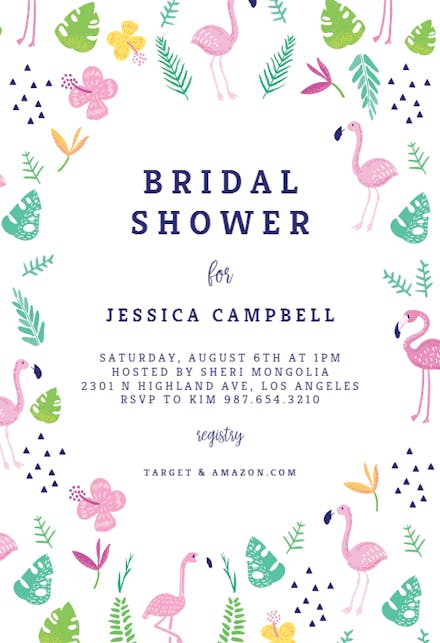 Fun flamingo - bridal shower invitation