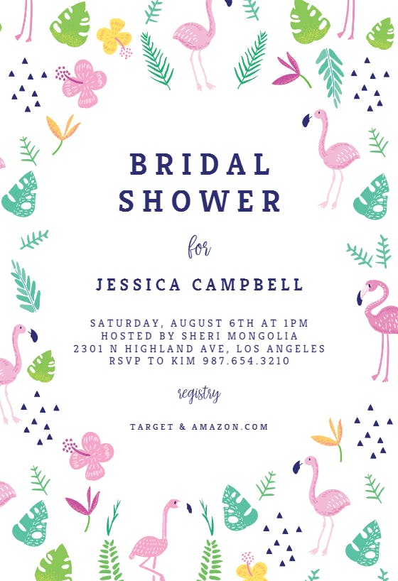 Fun flamingo -  invitación para bridal shower