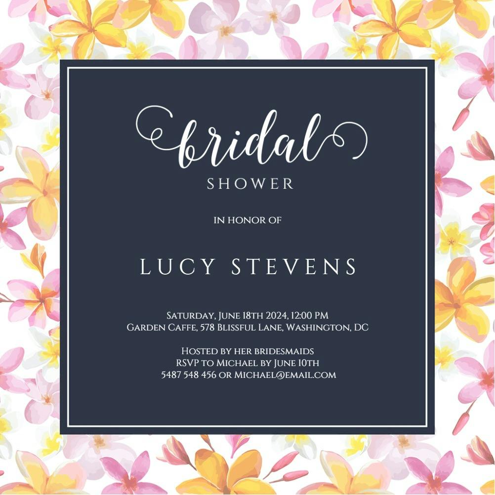 Garden floral frame - bridal shower invitation