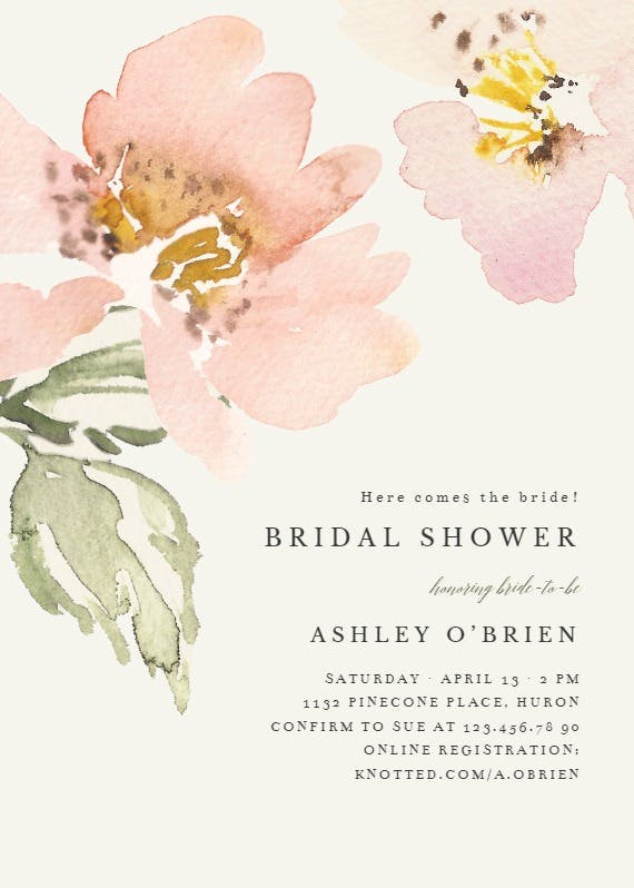 Garden roses -  invitación para bridal shower