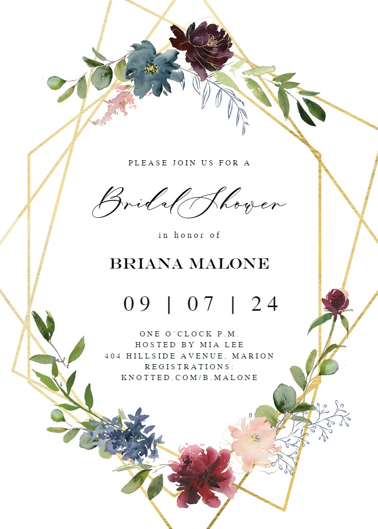 Geometric & Flowers - Bridal Shower Invitation Template (Free ...