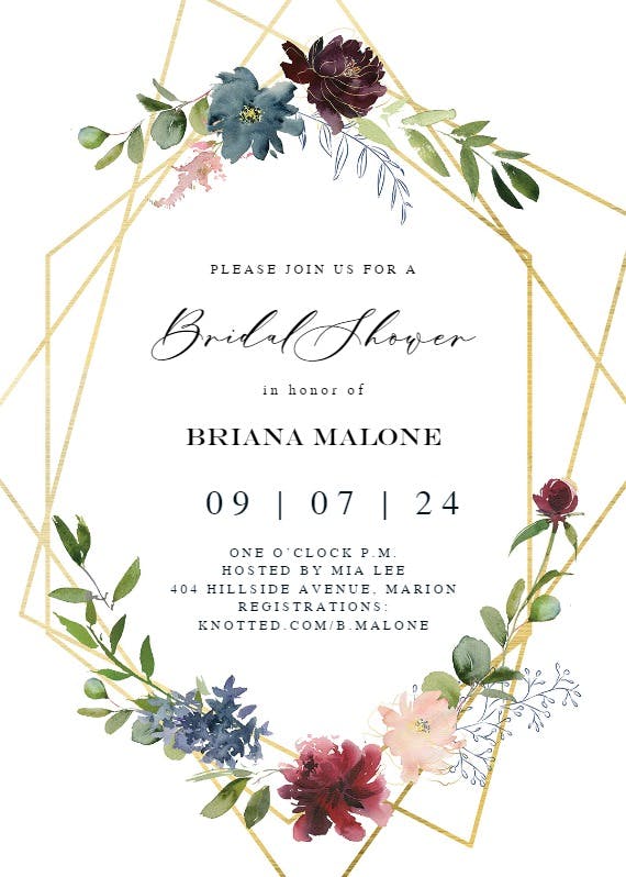 Geometric & flowers - bridal shower invitation