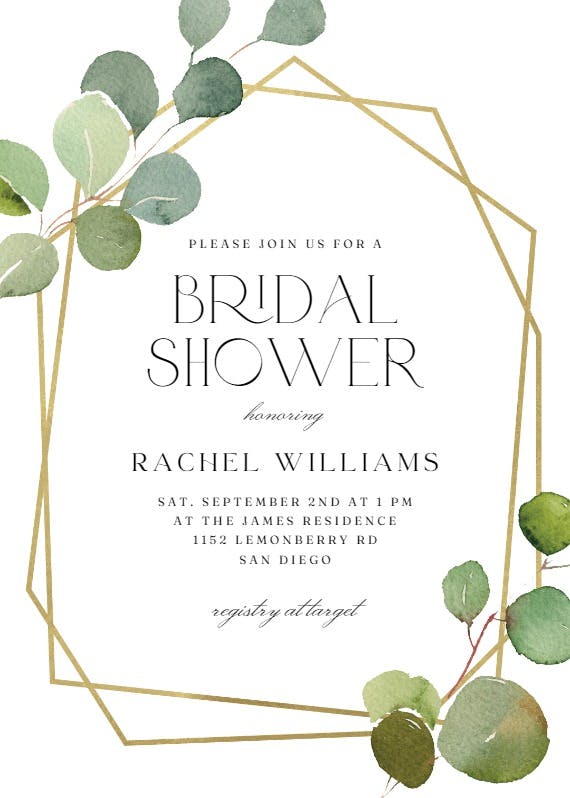 Geometric eucalyptus -  invitación para bridal shower