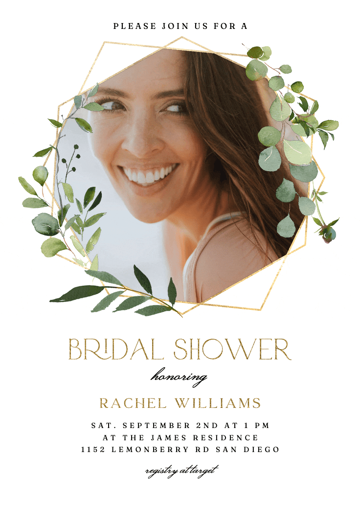 Geometric eucalyptus - bridal shower invitation