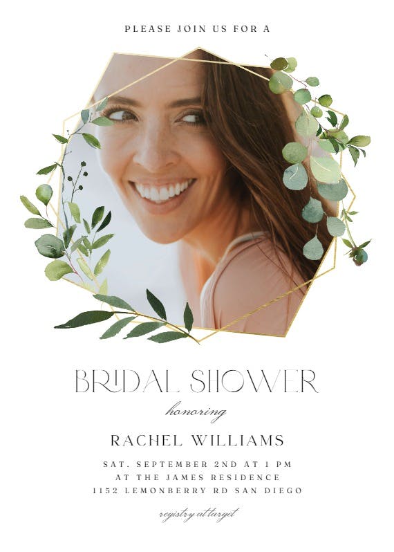 Geometric eucalyptus - bridal shower invitation