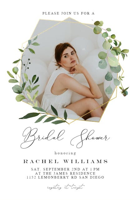 Geometric Eucalyptus - Bridal Shower Invitation