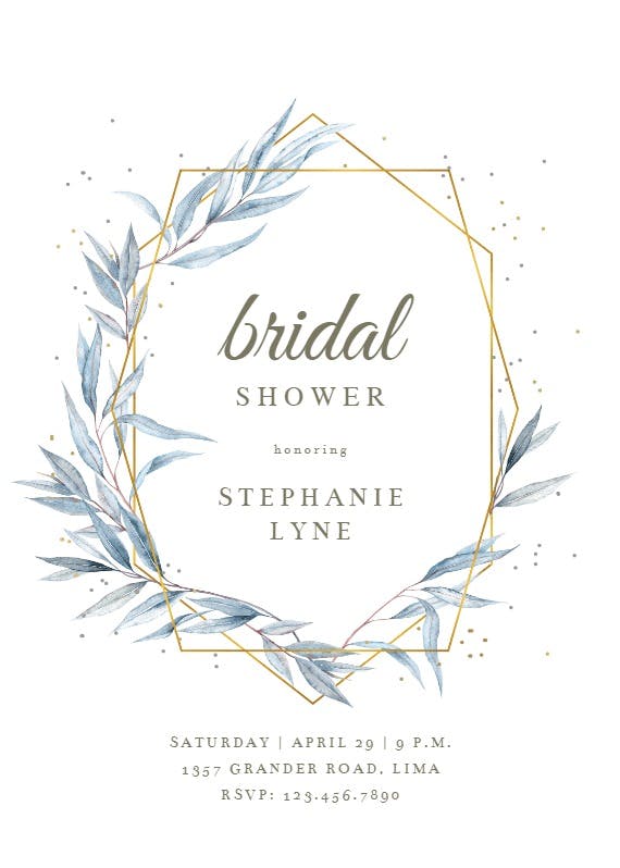 Geometric navy leaves - bridal shower invitation