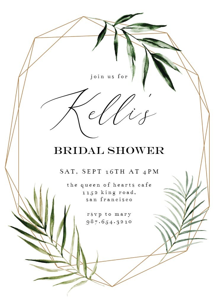 Geometric palms - invitación para bridal shower