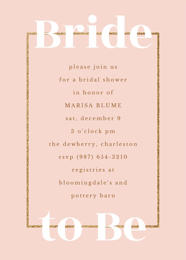 Gilded simplicity - bridal shower invitation