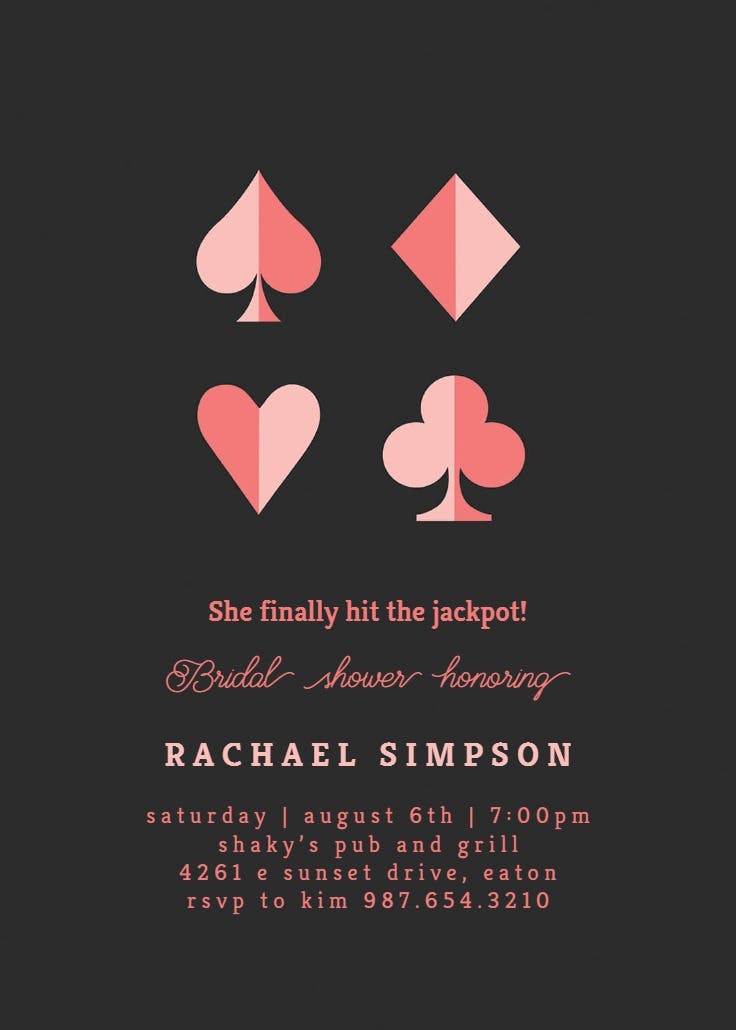 Girly vegas - bridal shower invitation