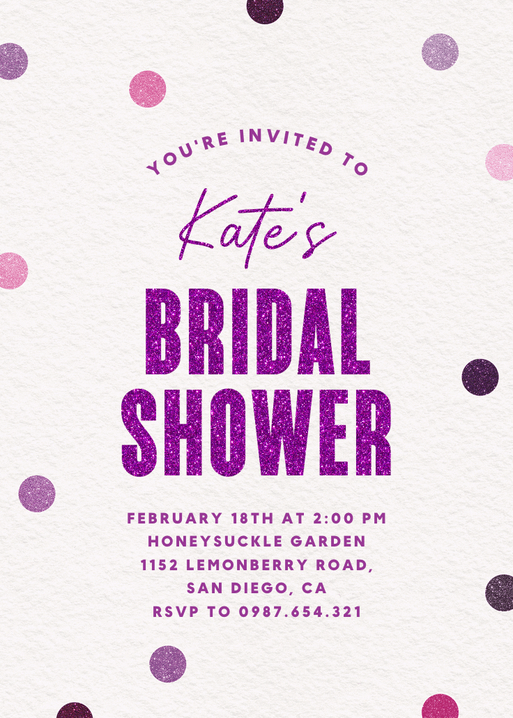 Glitter bridal joy - bridal shower invitation
