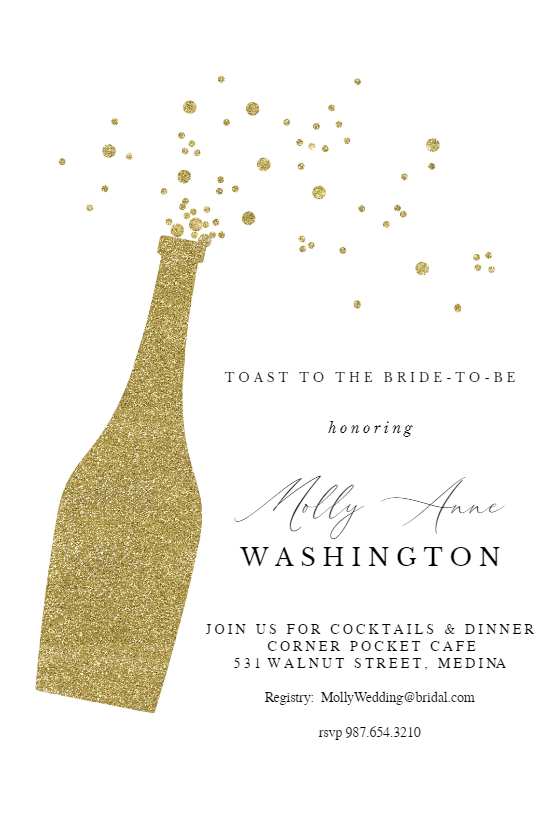 Glitter Bubbly - Bridal Shower Invitation Template | Greetings Island