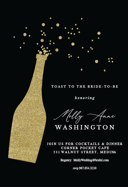 Glitter bubbly - Bridal Shower Invitation