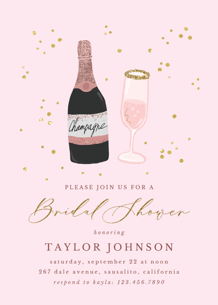 Glitter Champagne - Bridal Shower Invitation Template (Free ...