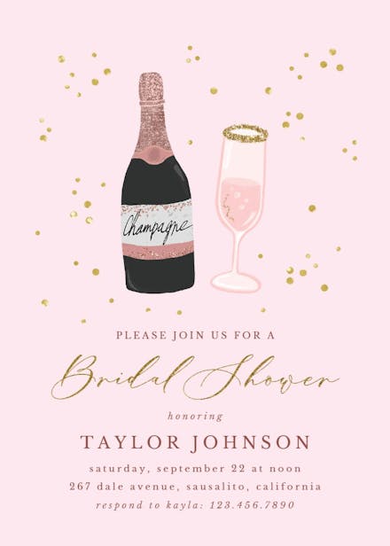 Glitter champagne - bridal shower invitation