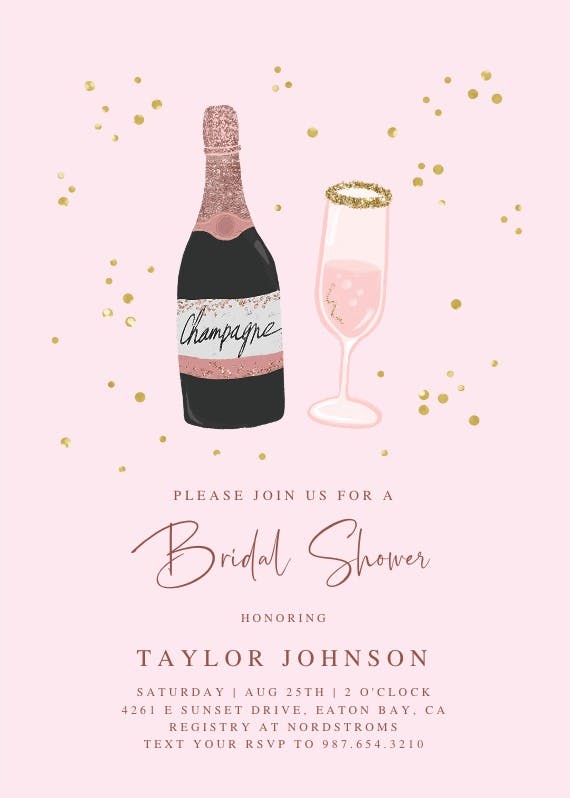 Glitter champagne -  invitación para bridal shower